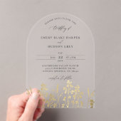 ワイルドフラワフェイクー金ゴールドパテ澄んィナ結婚アーチ アクリル招待状 (インサイチュ (ポータブル))