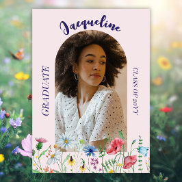 ワイルドフラワモダンー卒業2025アーチ写真 招待状