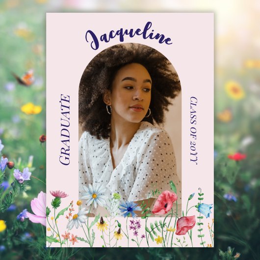 ワイルドフラワモダンー卒業2025アーチ写真 案内状