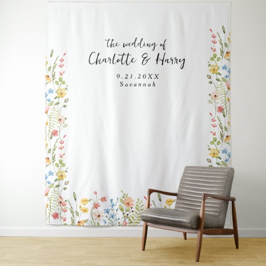 ワイルドフラワモダンー結婚フローラの背景 タペストリー (インサイチュ)