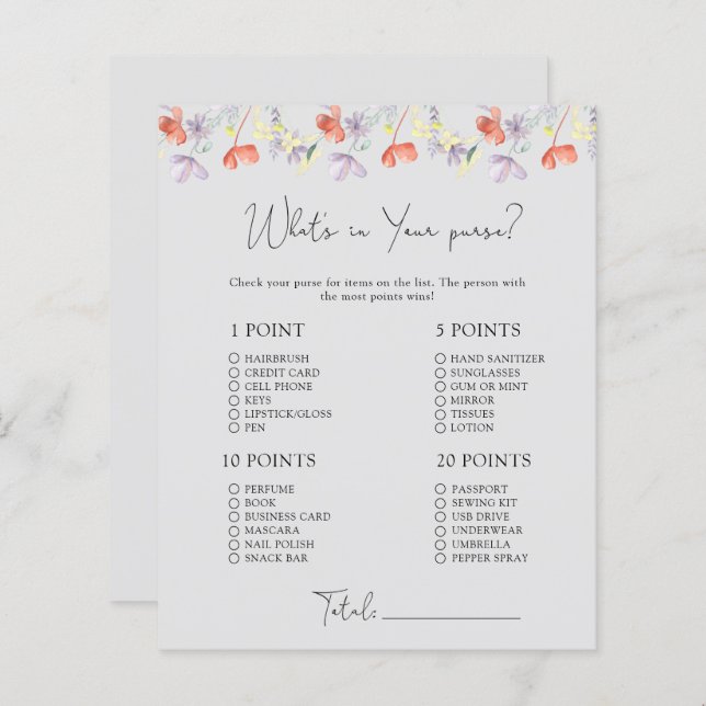 ワイルドフラワーあなたの財布のゲームの中で何 (正面/裏面)