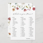 ワイルドフラワーあなたの財布のブライダルゲームカードに何がある 招待状 (正面/裏面)