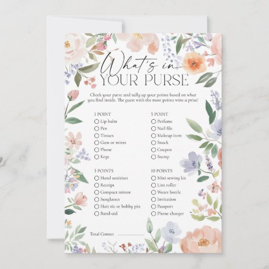 ワイルドフラワーあなたの財布のブライダルシャワーゲーム 招待状 (正面)