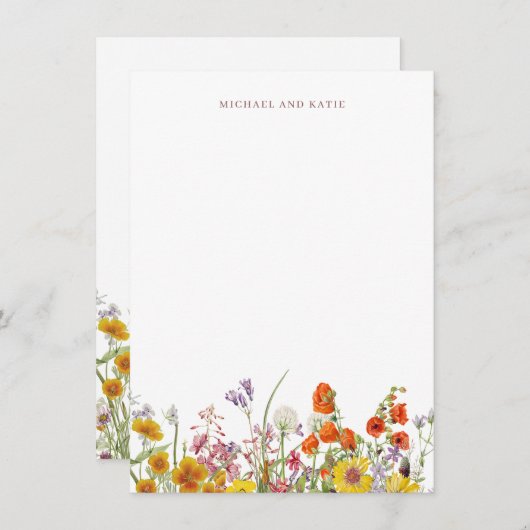 ワイルドフラワーありがとうお手紙カード文房具 サンキューカード (正面/裏面)