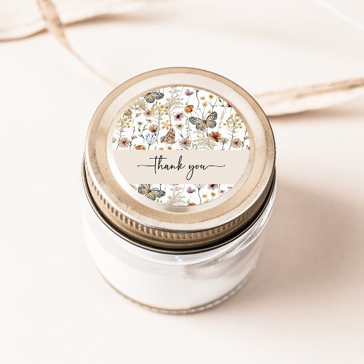 ワイルドフラワーありがとうステッカー ラウンドシール