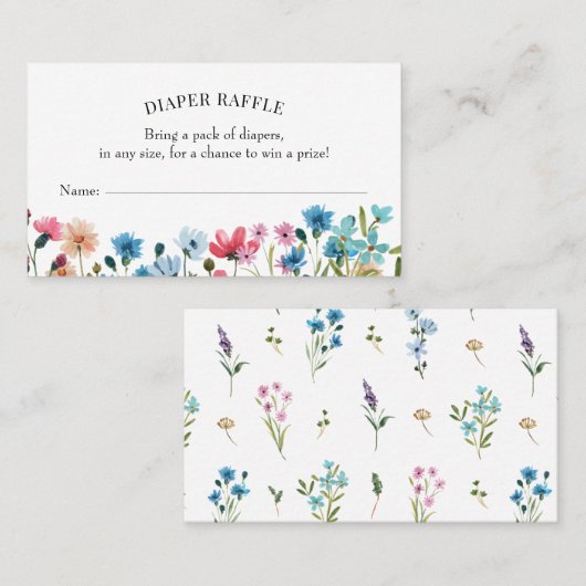 ワイルドフラワーおむつラッフルインサートカード 名刺 (正面/裏面)