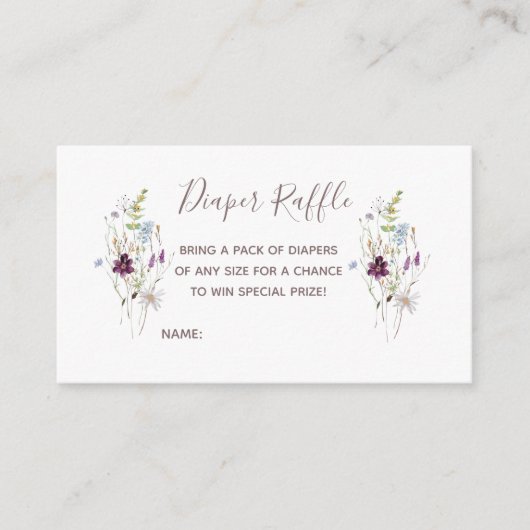 ワイルドフラワーおむつラッフルカード、エンクロージャカード エンクロージャーカード (正面)