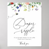 ワイルドフラワーおむつラッフルシャワーゲームポスター ポスター (正面)