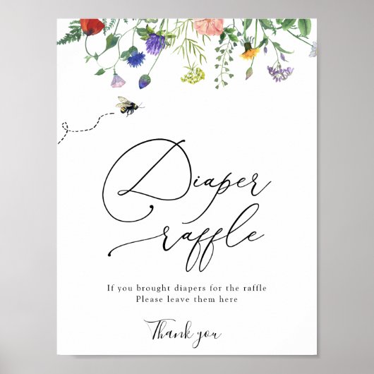 ワイルドフラワーおむつラッフルシャワーゲームポスター ポスター (正面)
