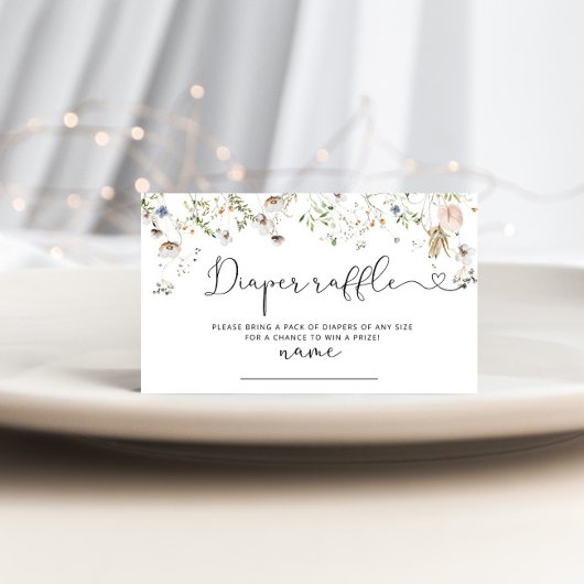 ワイルドフラワーおむつラッフルチケットエンクロージャカード エンクロージャーカード