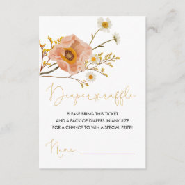 ワイルドフラワーおむつラッフルチケット、ボヘミアンシャワー エンクロージャーカード