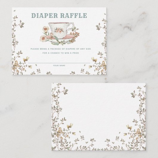 ワイルドフラワーおむつラッフル囲いカード エンクロージャーカード (正面/裏面)