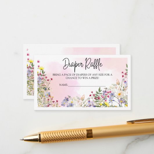 ワイルドフラワーおむつラッフル囲いカード エンクロージャーカード (正面/裏面インサイチュ)