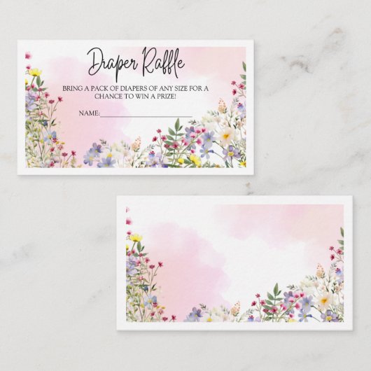 ワイルドフラワーおむつラッフル囲いカード エンクロージャーカード (正面/裏面)