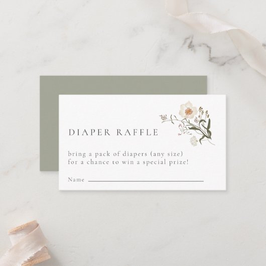 ワイルドフラワーおむつラッフル囲いカード プレイスカード (正面/裏面インサイチュ)