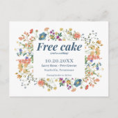 ワイルドフラワーおもしろいフリーケーキ結婚式の日付を保存 案内ポストカード (正面)