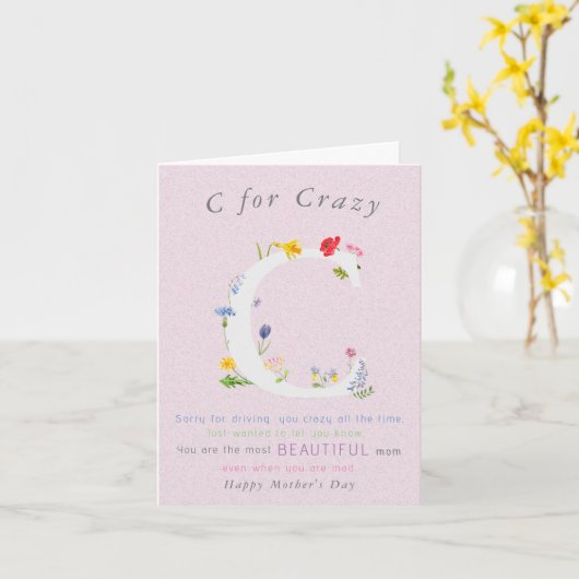 ワイルドフラワーおもしろいマザーのデイカードユーモア カード (黄色い花)