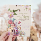 ワイルドフラワーお洒落の童話のお茶パーティーの招待 招待状