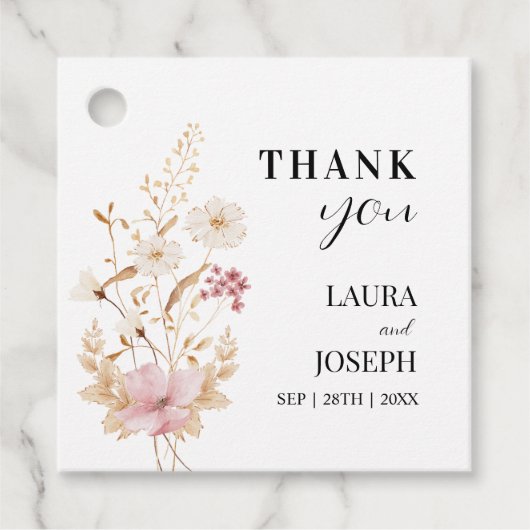 ワイルドフラワーお洒落の結婚ありがとうプレゼント フェイバータグ (正面)