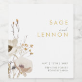 ワイルドフラワーお洒落の結婚ワインラベル ワインラベル (シングルラベル)