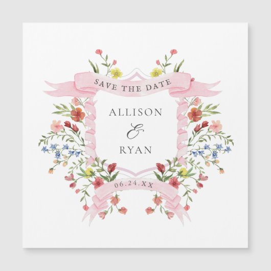 ワイルドフラワーお洒落の結婚式の日付を保存 (正面)