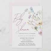 ワイルドフラワーお洒落の赤ちゃんシャワー 招待状 (正面/裏面)