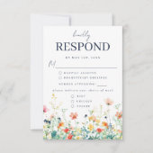 ワイルドフラワーお洒落の食事の選択RSVPカード 出欠カード (正面)