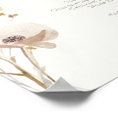 ワイルドフラワーお洒落アイボリーのドリンク結婚メニュー ポスター (角)