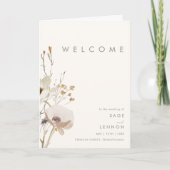 ワイルドフラワーお洒落アイボリー折り畳み結婚式 プログラム (正面)