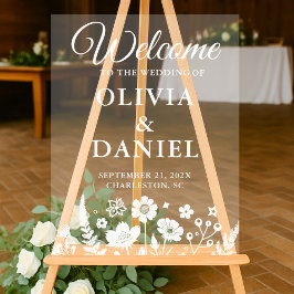 ワイルドフラワーお洒落ウェルカムボード アクリルサイン