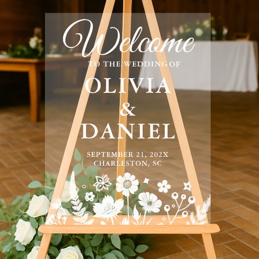 ワイルドフラワーお洒落ウェルカムボード アクリルサイン