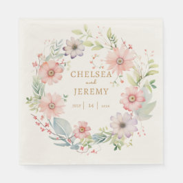 ワイルドフラワーお洒落ウォーター色のデザイン結婚ズ スタンダードランチョンナプキン