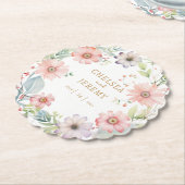 ワイルドフラワーお洒落ウォーター色のデザイン結婚ズ ペーパーコースター (アングル)