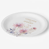 ワイルドフラワーお洒落ウォーター色のデザイン結婚ズ ペーパープレート (アングル)