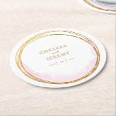 ワイルドフラワーお洒落ウォーター色のデザイン結婚ズ ラウンドペーパーコースター (アングル)