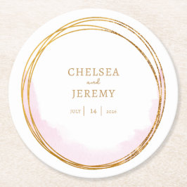 ワイルドフラワーお洒落ウォーター色のデザイン結婚ズ ラウンドペーパーコースター