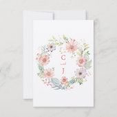 ワイルドフラワーお洒落ウォーター色のデザイン結婚ズ 招待状 (裏面)