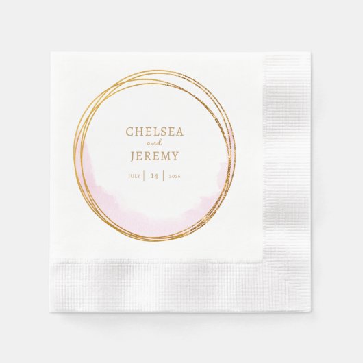 ワイルドフラワーお洒落ウォーター色のデザイン結婚ズ 縁ありカクテルナプキン (正面)