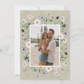 ワイルドフラワーお洒落ズグリーンクラフト写真結婚(Wildflowers green kraft p 招待状 (裏面)