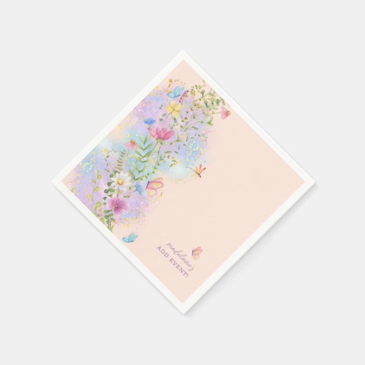 ワイルドフラワーお洒落ズフローラガーデンブライダルシャワー スタンダードカクテルナプキン (角)