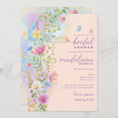 ワイルドフラワーお洒落ズフローラガーデンブライダルシャワー 招待状 (正面/裏面)