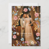 ワイルドフラワーお洒落ズ写真庭園の結婚式 サンキューカード (正面)