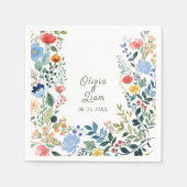 ワイルドフラワーお洒落ズ庭園の結婚式 スタンダードカクテルナプキン (正面)