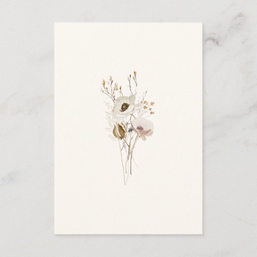 ワイルドフラワーお洒落セージ緑のウェディングレセプション エンクロージャーカード (裏面)