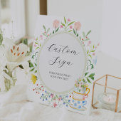 ワイルドフラワーお洒落ティーカスタム文字標識 台座サイン