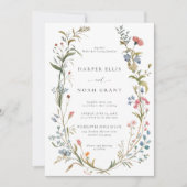 ワイルドフラワーお洒落テーマパモダンステル結婚ズ 招待状 (正面)