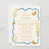 ワイルドフラワーお洒落バタフライシックブライダルシャワー 招待状 (正面)