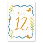 ワイルドフラワーお洒落バタフライハンドドロー結婚ズ テーブルナンバー (正面)