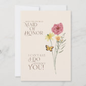 ワイルドフラワーお洒落バタフライメイド・オブ・オーナー(花嫁付き添い人) 招待状 (正面)