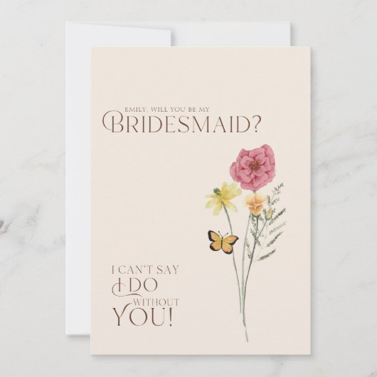 ワイルドフラワーお洒落バタフライ花嫁の提案 招待状 (正面)